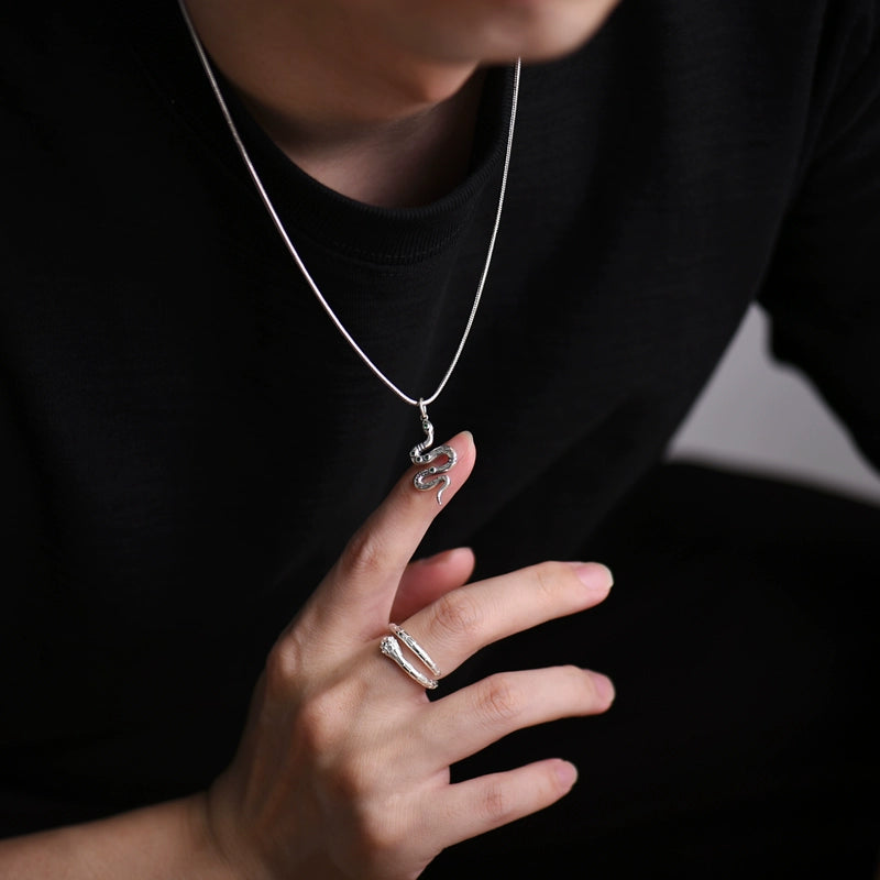 Zen Healing 925 Sterling Silver Year Of The Snake Green-eyed Snake Blessing Necklace Pendant