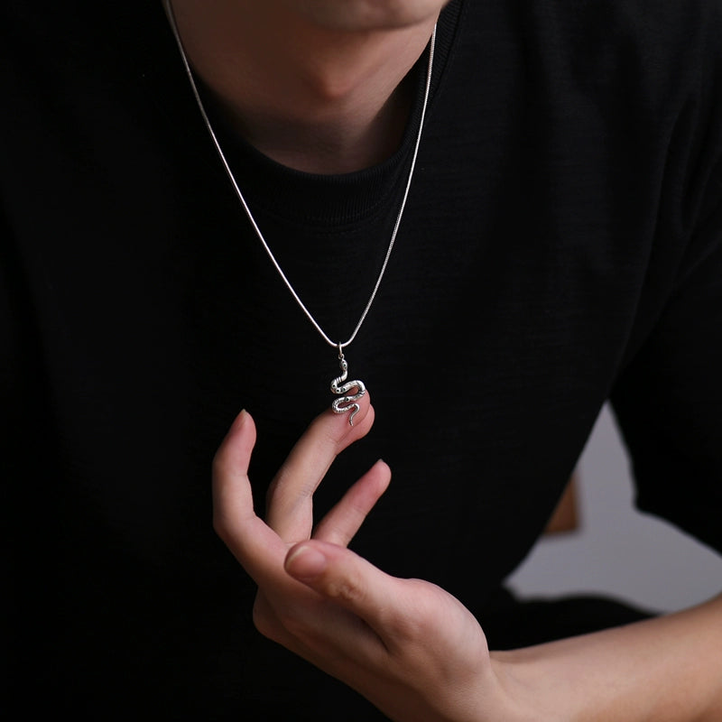 Zen Healing 925 Sterling Silver Year Of The Snake Green-eyed Snake Blessing Necklace Pendant