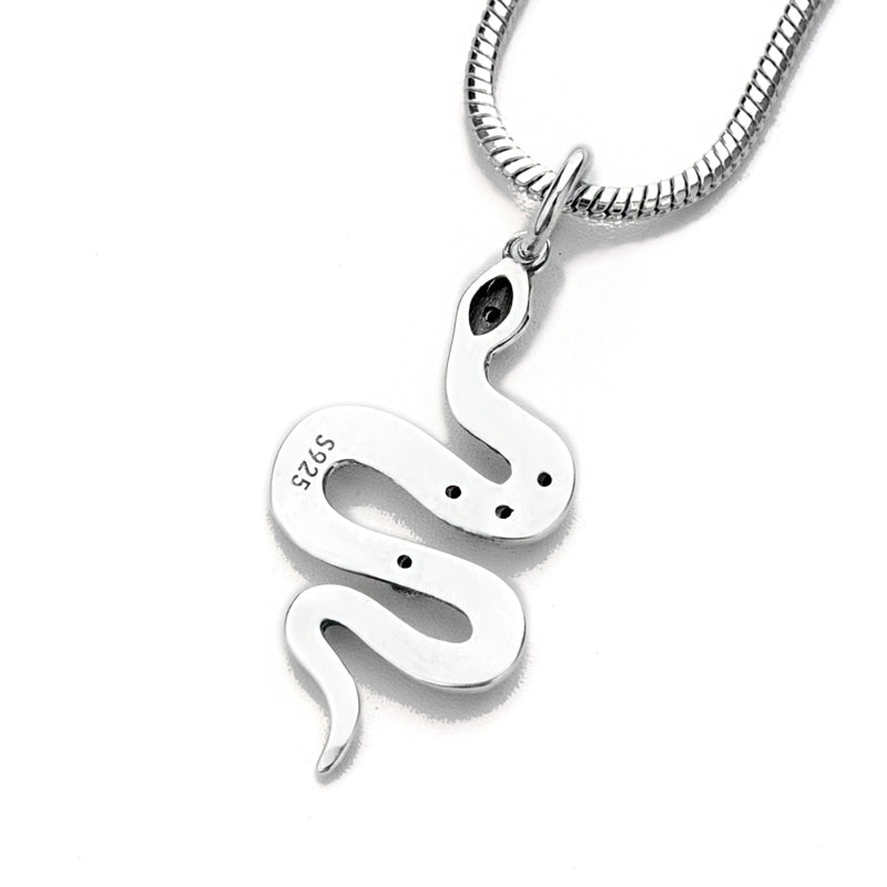 Zen Healing 925 Sterling Silver Year Of The Snake Green-eyed Snake Blessing Necklace Pendant