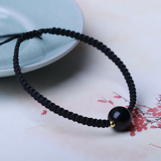 Bracelet en bouclier d'obsidienne - Protection•Transformation