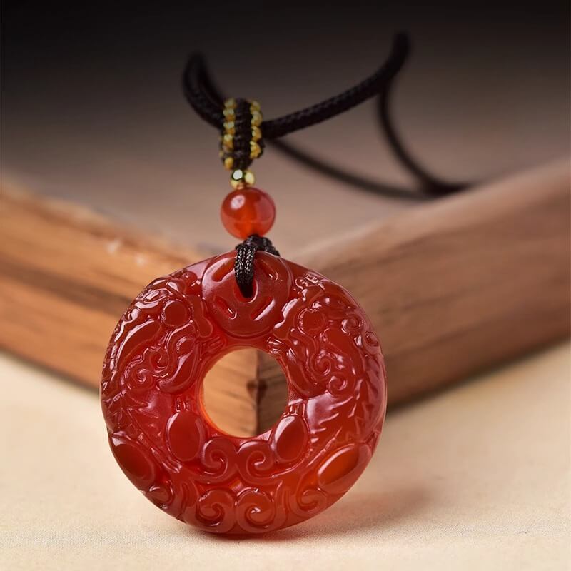 Red Agate Pi Xiu Peace Pendant Prosperity&Wealth Necklace