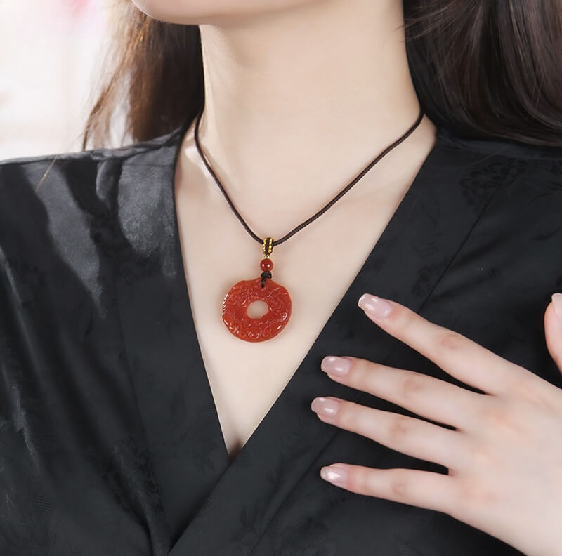 Red Agate Pi Xiu Peace Pendant Prosperity&Wealth Necklace