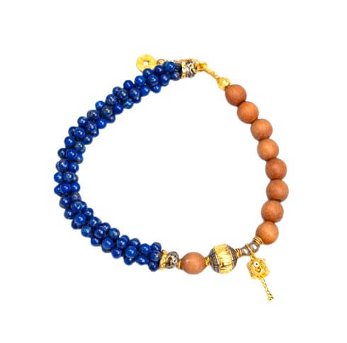 Sandalwood&Designer Lapis Lazuli Bracelet-Spiritual Growth•Harmony•Soothing