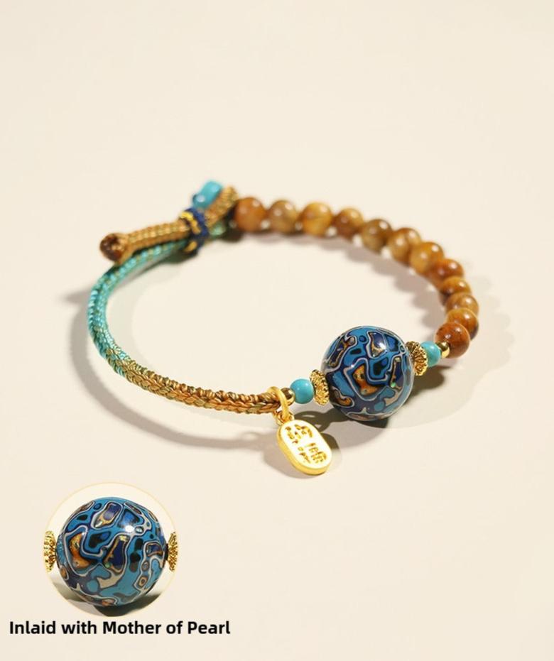 Sandalwood & Lacquer Bead Lucky Feng Shui Protection Bracelet