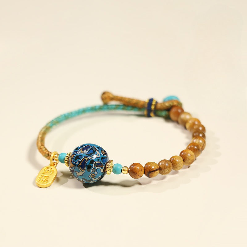 Sandalwood & Lacquer Bead Lucky Feng Shui Protection Bracelet