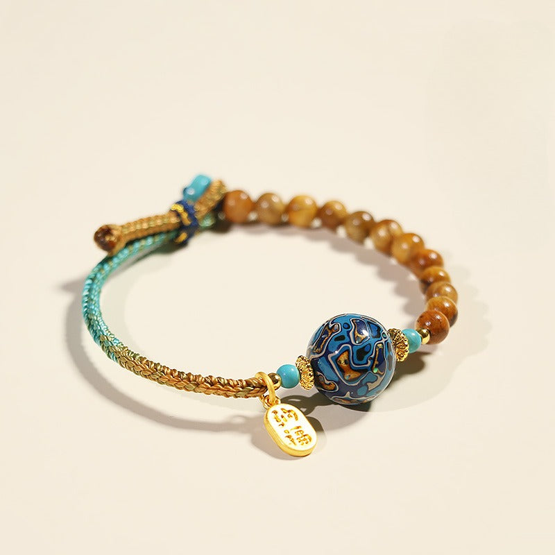 Sandalwood & Lacquer Bead Lucky Feng Shui Protection Bracelet