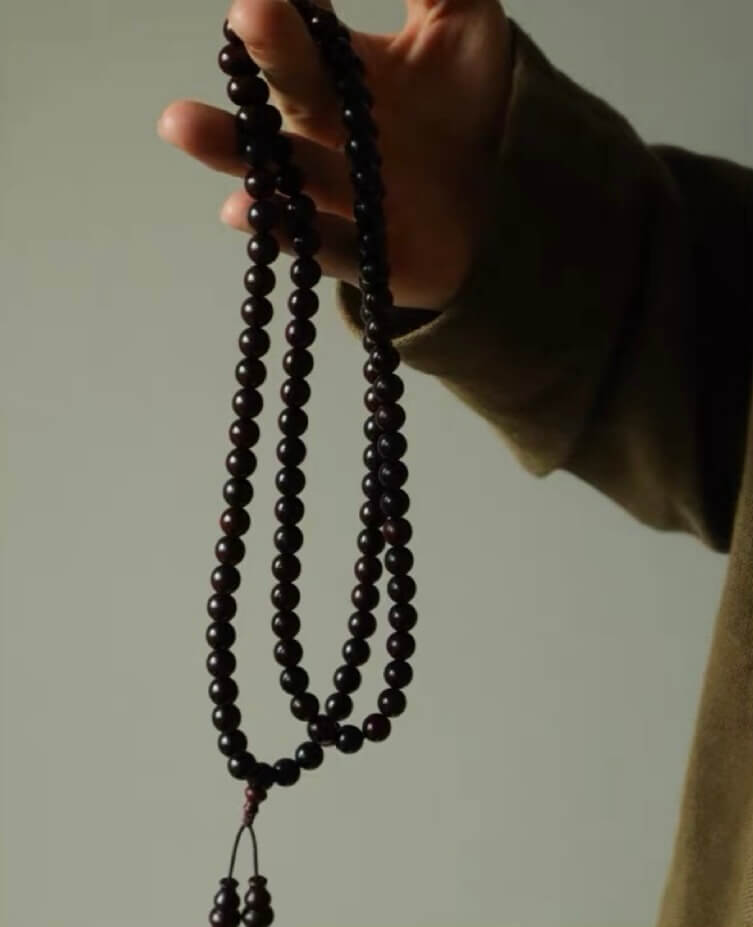 Small leaf red sandalwood 108pcs Mala beads string - balancing emotions