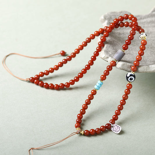 Collier polyvalent South Red - Bonheur • Espoir • Bonne chance • Santé • Confiance