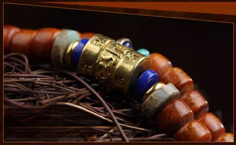 Tibet 108 Camel Bone Mala Beads White Jade Bodhi Seed Vajra Silver Snowflake Auspiciousness Bracelet