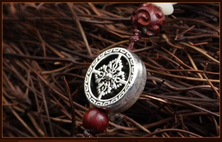 Tibet 108 Camel Bone Mala Beads White Jade Bodhi Seed Vajra Silver Snowflake Auspiciousness Bracelet
