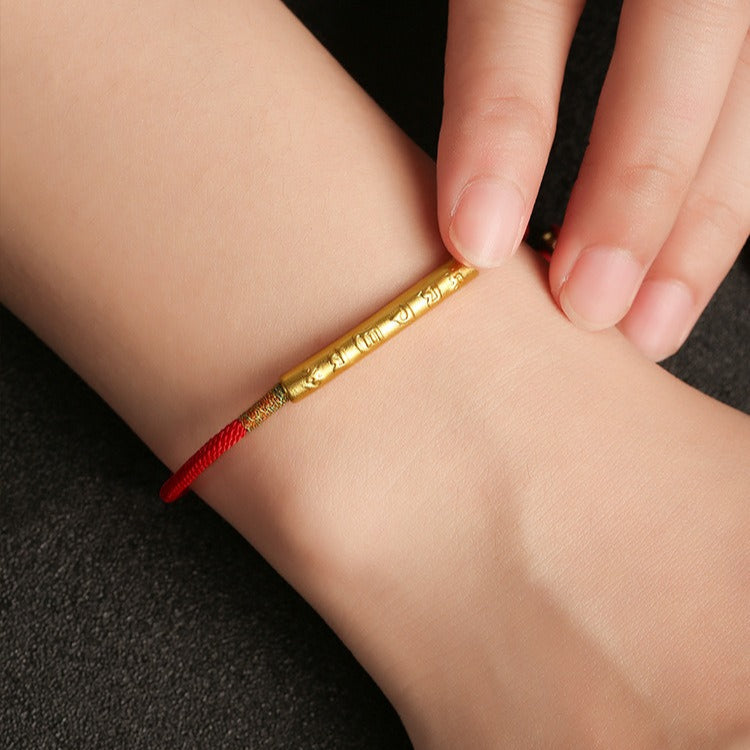 Zen Healing 999 Silver Tibetan Buddhist Handmade Om Mani Padme Hum Protection Red String Bracelet