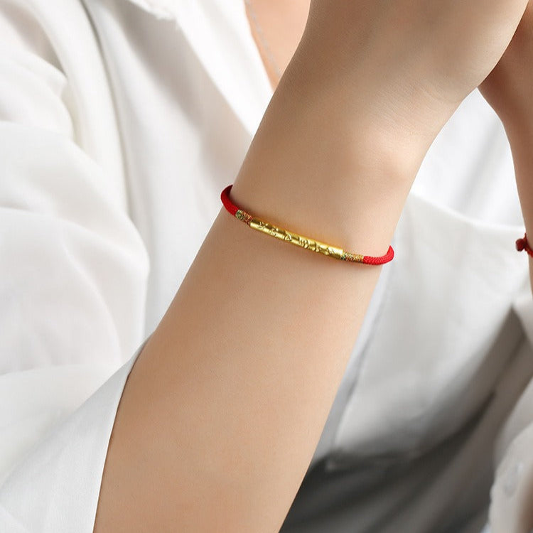 Zen Healing 999 Silver Tibetan Buddhist Handmade Om Mani Padme Hum Protection Red String Bracelet