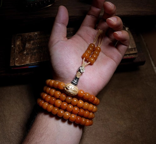 Tibetan 108 Beads Weathered Bodhi Beads Luck Mala Bracelet