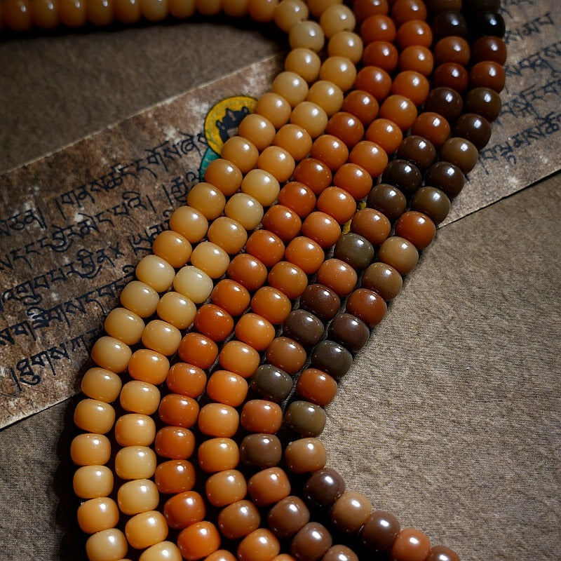 Tibetan 108 Beads Weathered Bodhi Beads Luck Mala Bracelet