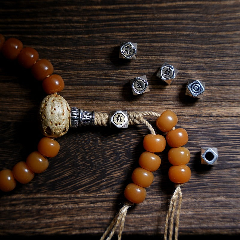 Tibetan 108 Beads Weathered Bodhi Beads Luck Mala Bracelet