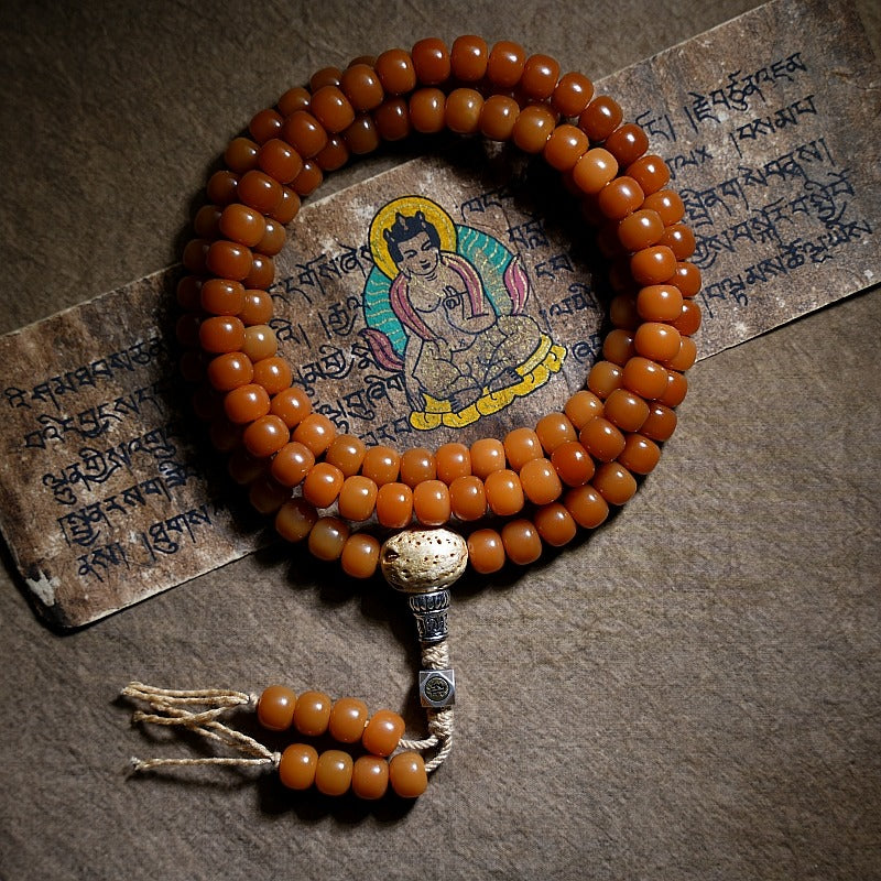 Tibetan 108 Beads Weathered Bodhi Beads Luck Mala Bracelet