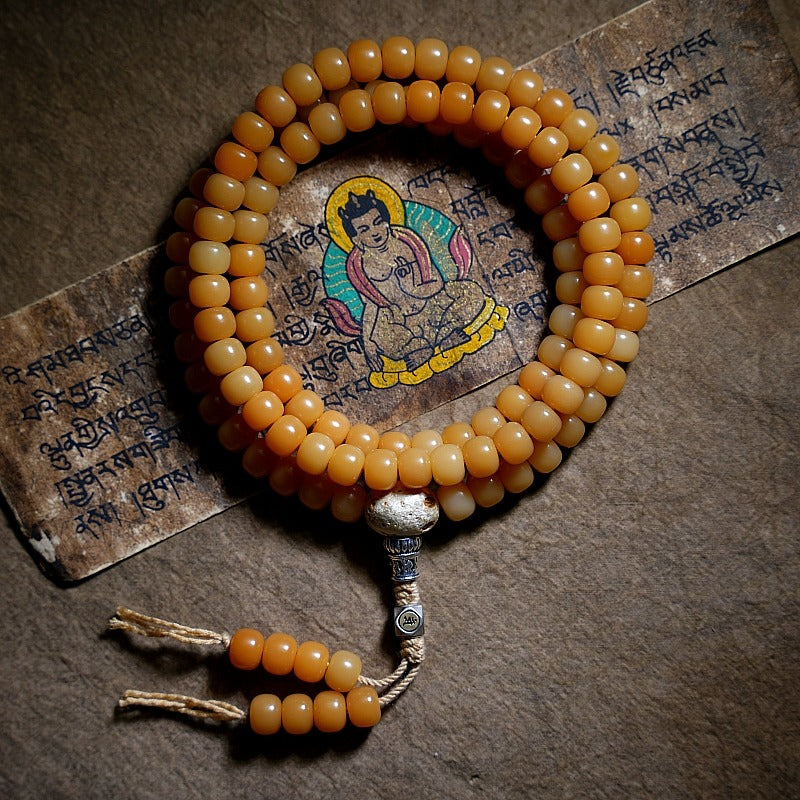Tibetan 108 Beads Weathered Bodhi Beads Luck Mala Bracelet