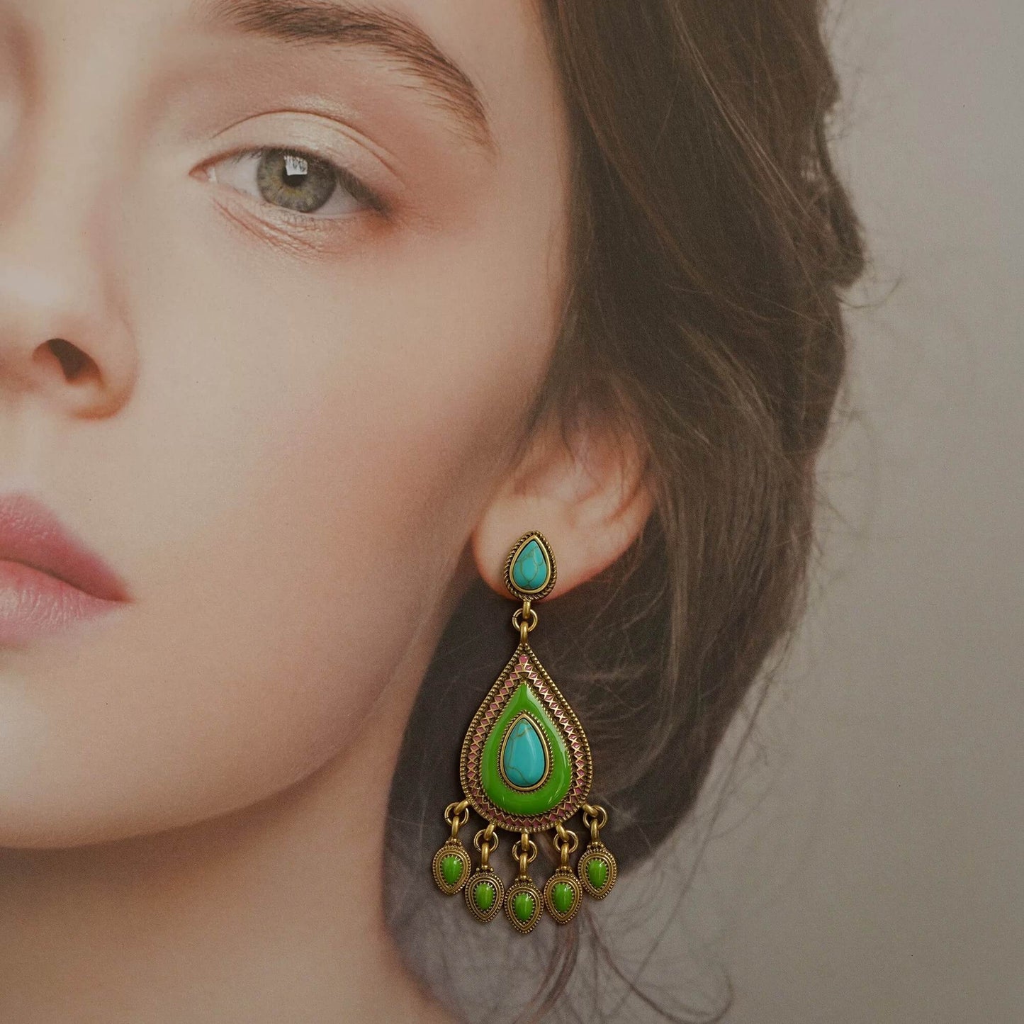 Boucles d'oreilles à pampilles en forme de larme turquoise - Glamour · Success