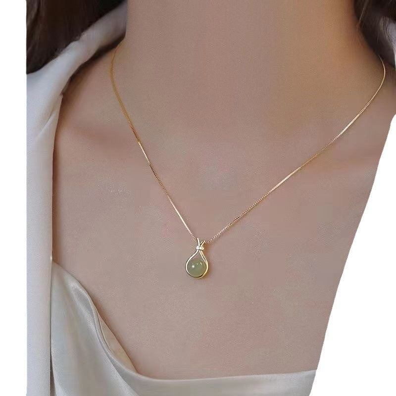 Zen Healing 18k Gold Jade Lucky Bag Necklace