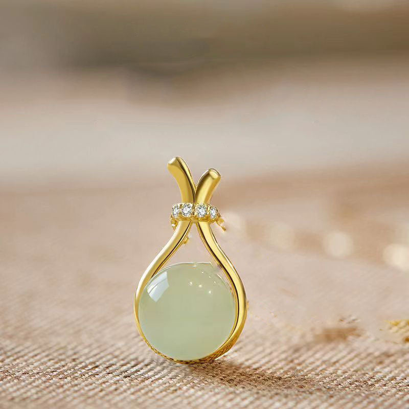 Zen Healing 18k Gold Jade Lucky Bag Necklace