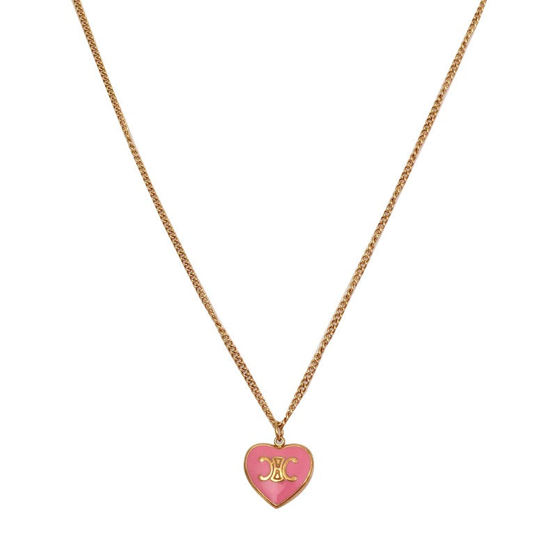 Zen Healing 24K Gold Plated Dopamine Heart Enamel Pendant Necklace