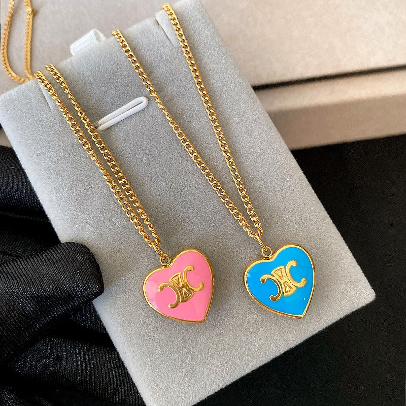 Zen Healing 24K Gold Plated Dopamine Heart Enamel Pendant Necklace