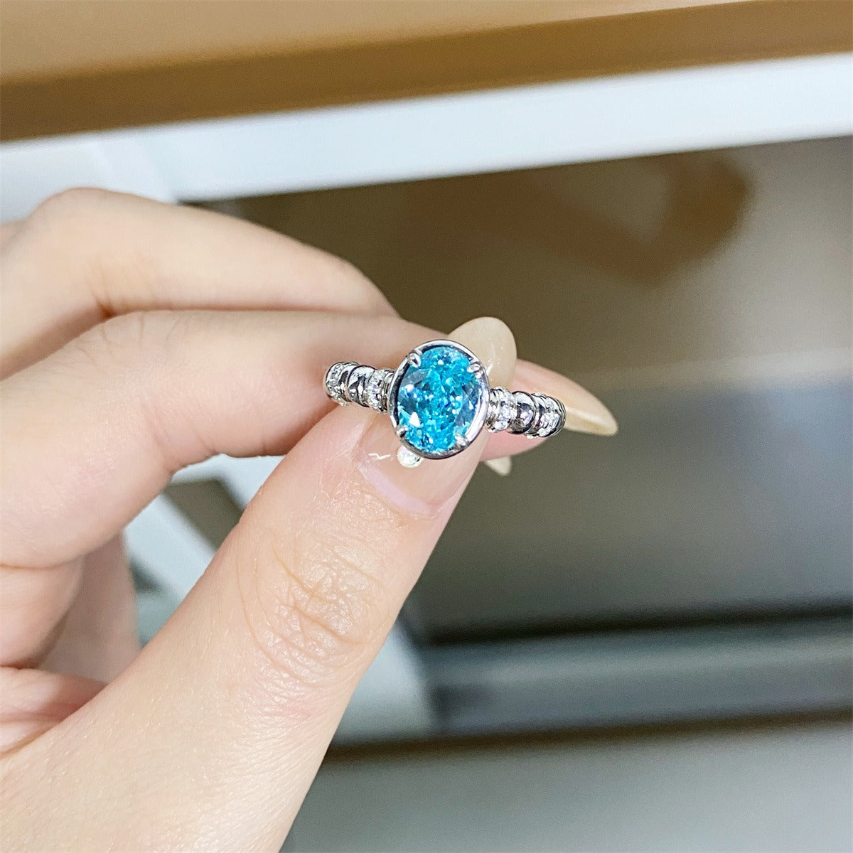 Zen Healing 925 Silver Blue Diamond Ring