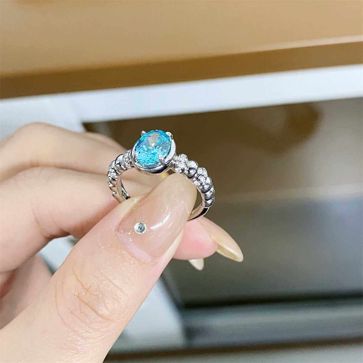 Zen Healing 925 Silver Blue Diamond Ring