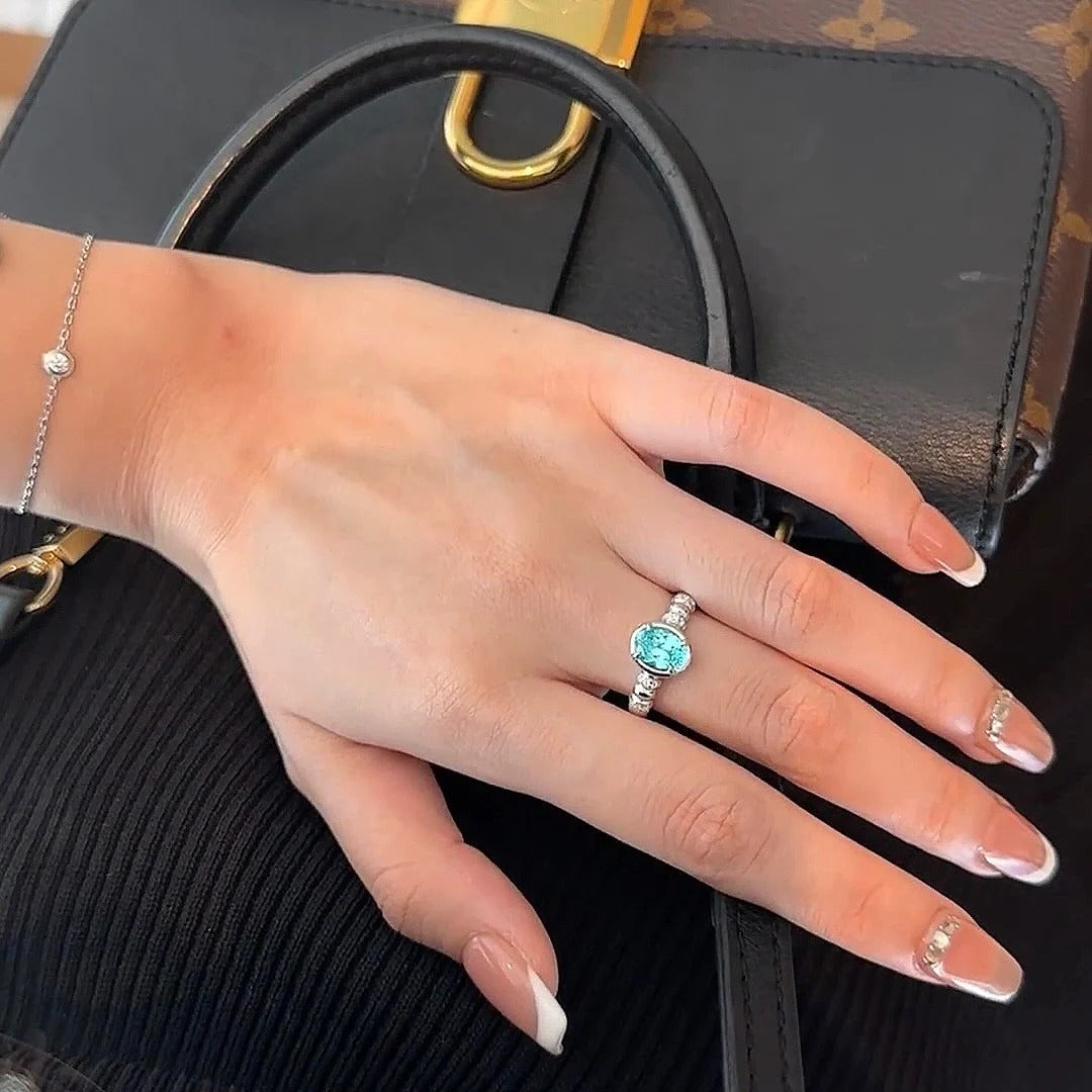 Zen Healing 925 Silver Blue Diamond Ring