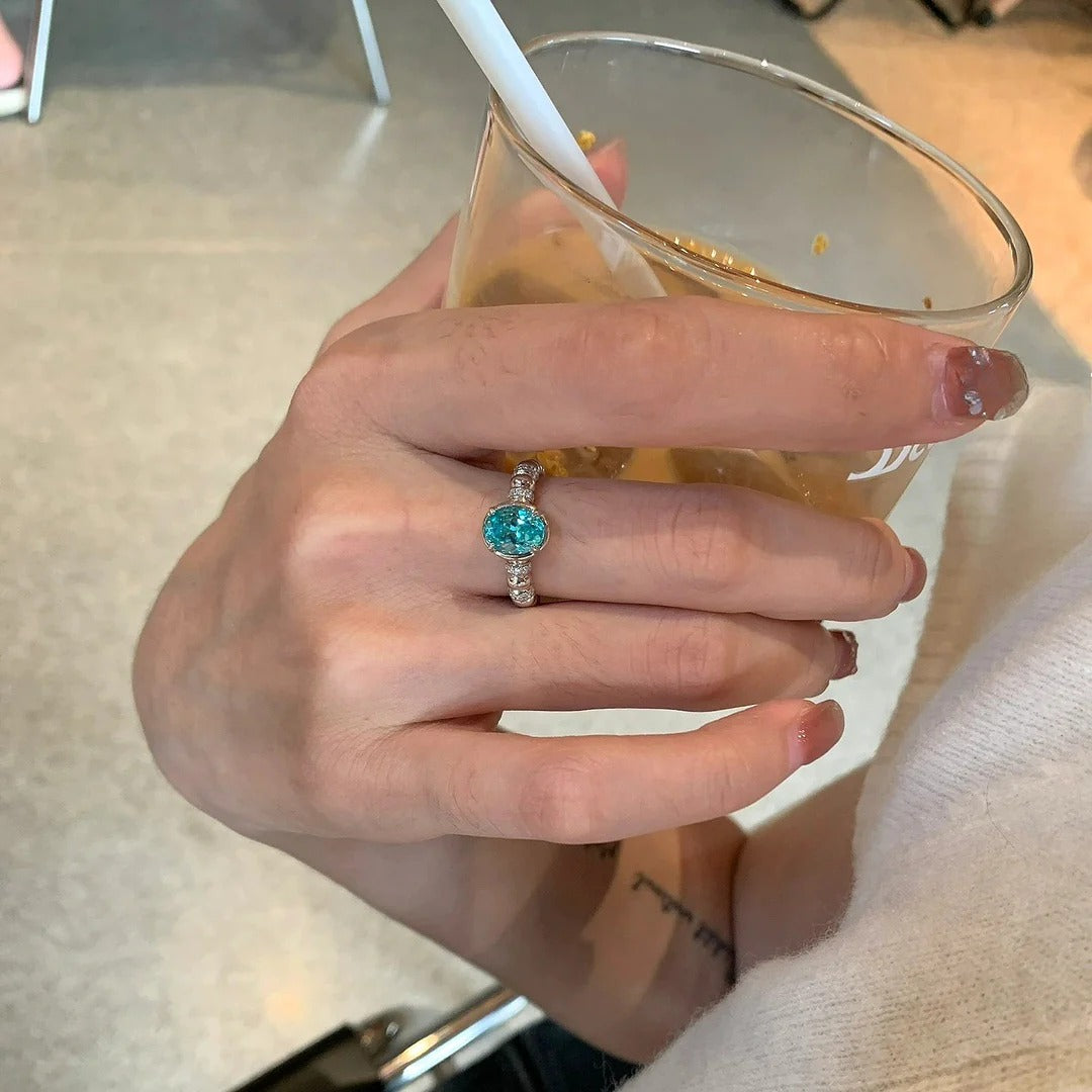 Zen Healing 925 Silver Blue Diamond Ring