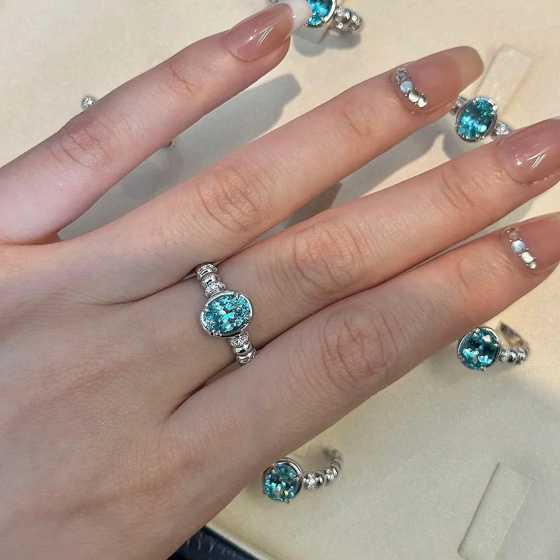 Zen Healing 925 Silver Blue Diamond Ring