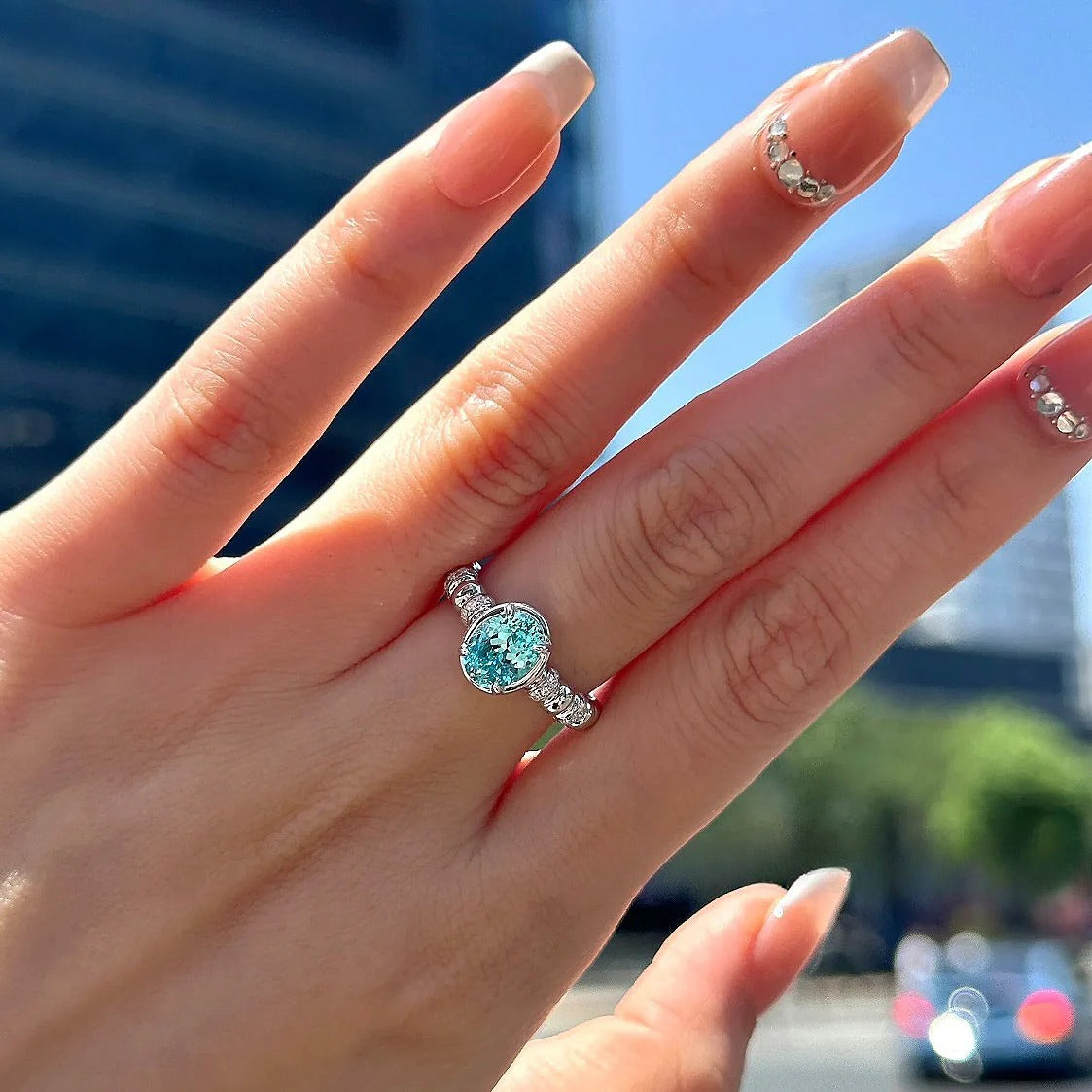 Zen Healing 925 Silver Blue Diamond Ring