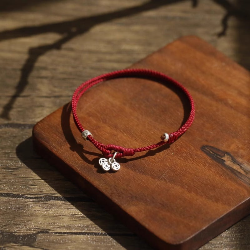 Zen Healing 925 Silver Coin Red String Bracelet Lucky Charm Bracelet