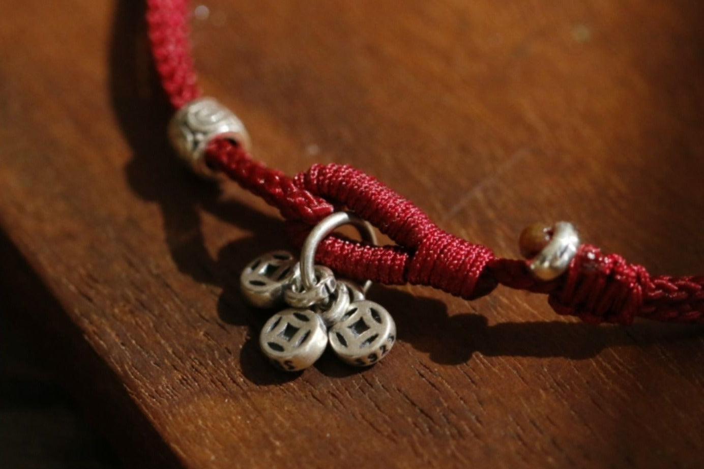 Zen Healing 925 Silver Coin Red String Bracelet Lucky Charm Bracelet