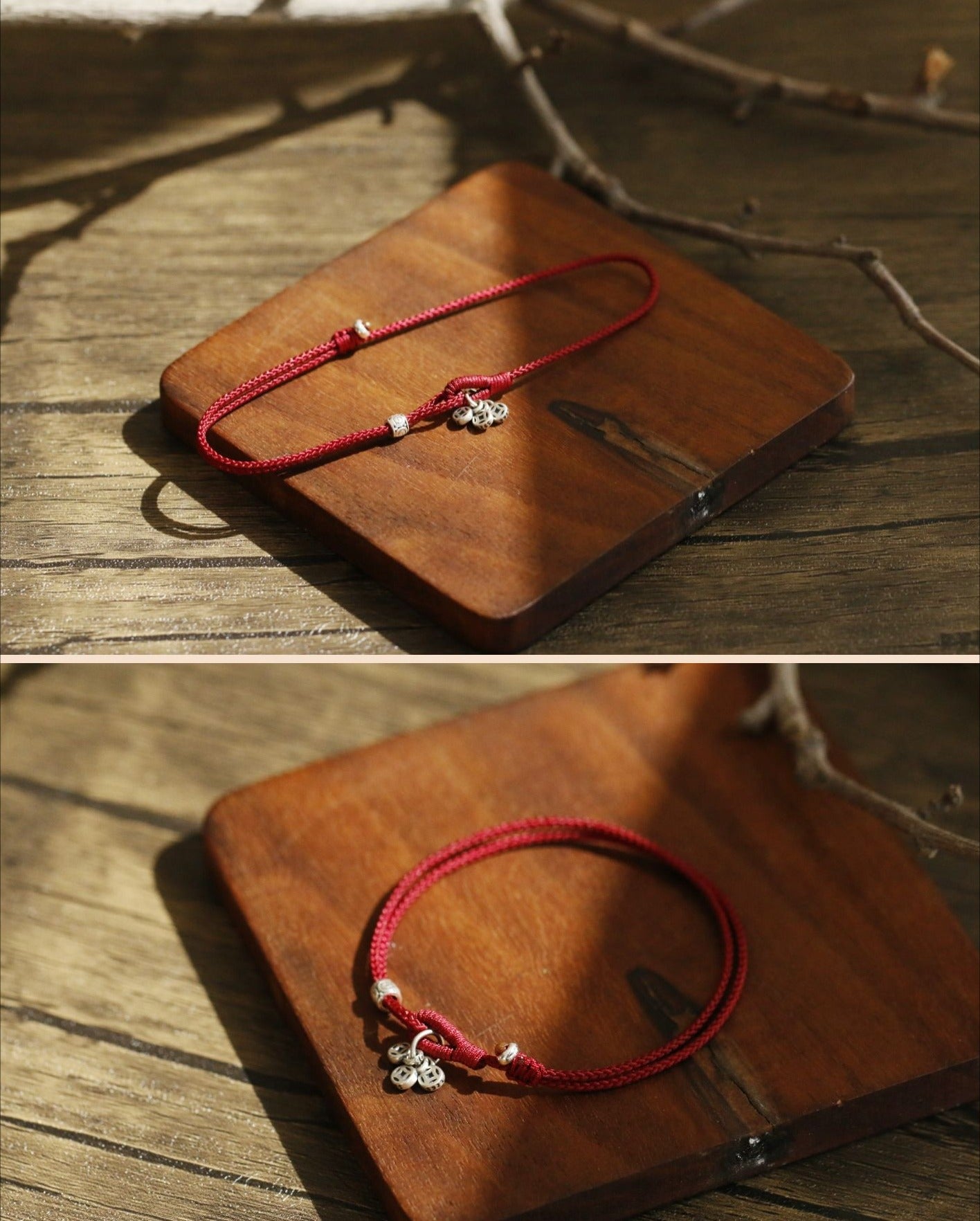 Zen Healing 925 Silver Coin Red String Bracelet Lucky Charm Bracelet