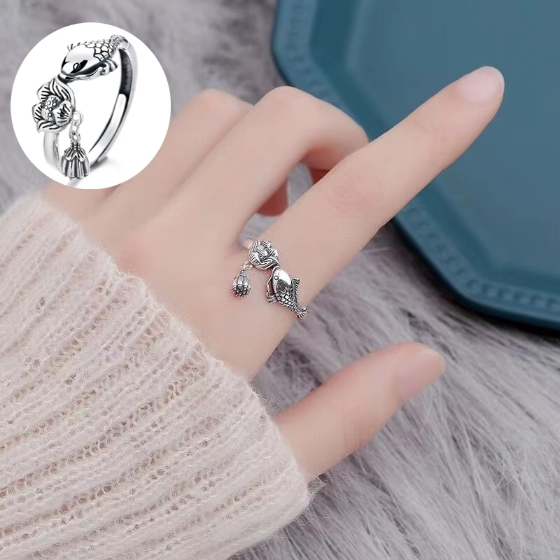 Zen Healing 925 Silver Koi Fish Luck Ring
