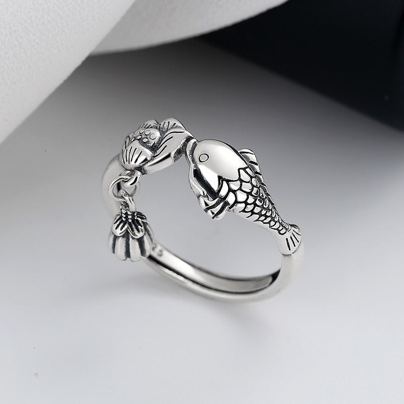 Zen Healing 925 Silver Koi Fish Luck Ring