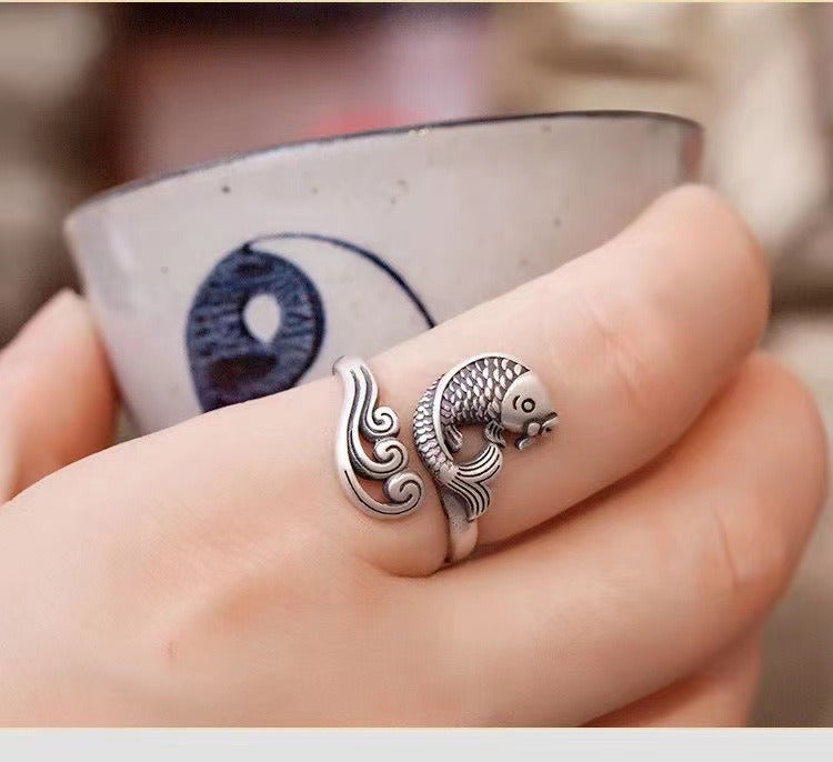 Zen Healing 925 Silver Koi Fish Luck Ring