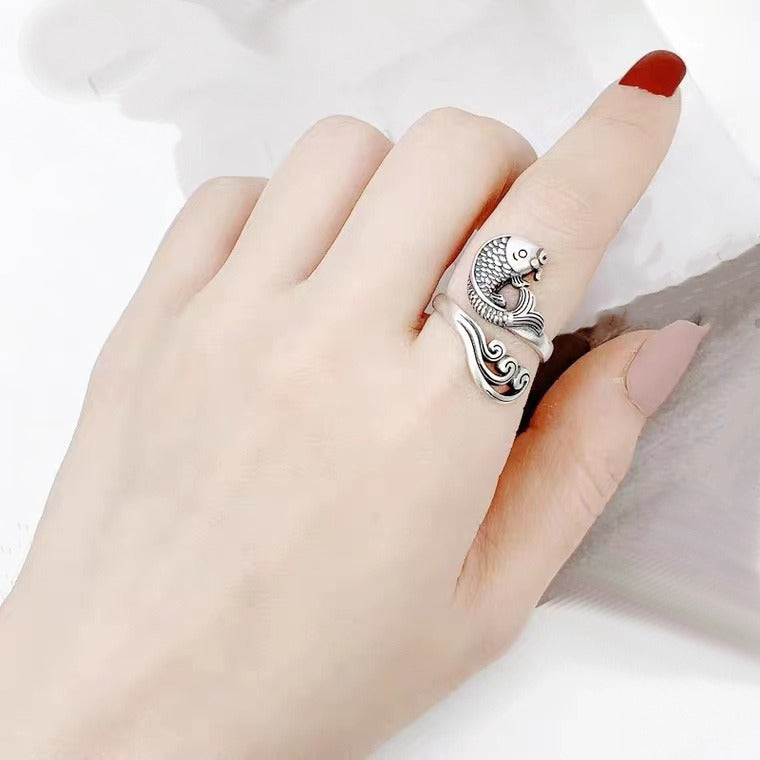 Zen Healing 925 Silver Koi Fish Luck Ring