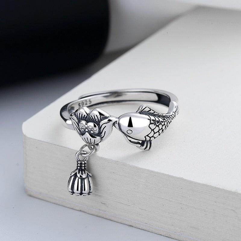 Zen Healing 925 Silver Koi Fish Luck Ring