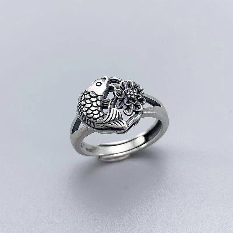 Zen Healing 925 Silver Koi Fish Luck Ring