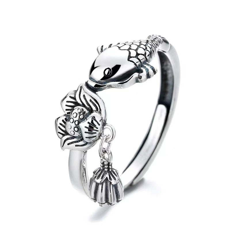 Zen Healing 925 Silver Koi Fish Luck Ring