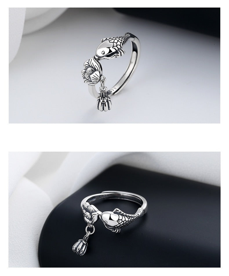 Zen Healing 925 Silver Koi Fish Luck Ring