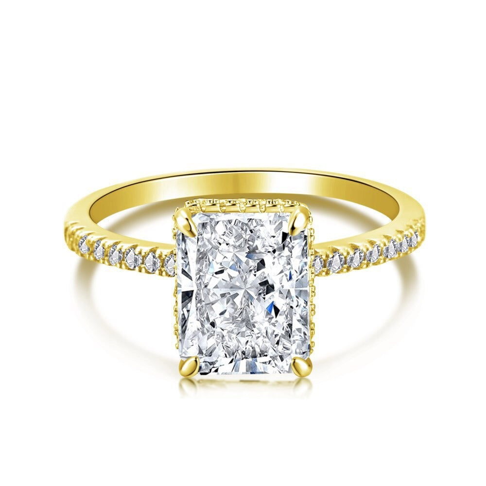 Zen Healing 925 Sterling Silver Colored Zircon Super Flash Wedding Ring
