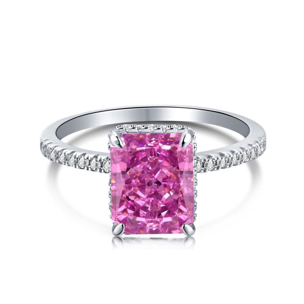 Zen Healing 925 Sterling Silver Colored Zircon Super Flash Wedding Ring