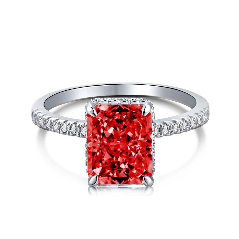 Zen Healing 925 Sterling Silver Colored Zircon Super Flash Wedding Ring