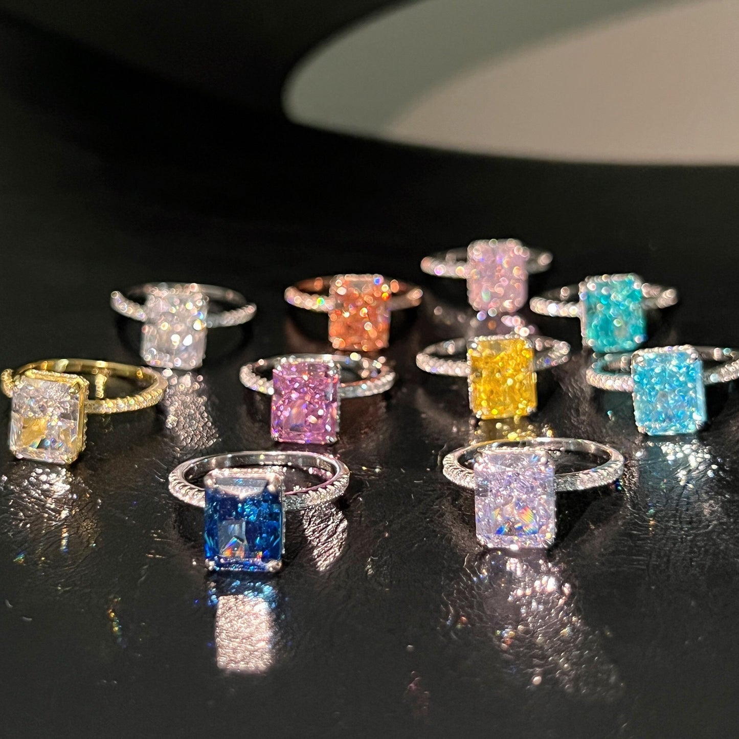 Zen Healing 925 Sterling Silver Colored Zircon Super Flash Wedding Ring