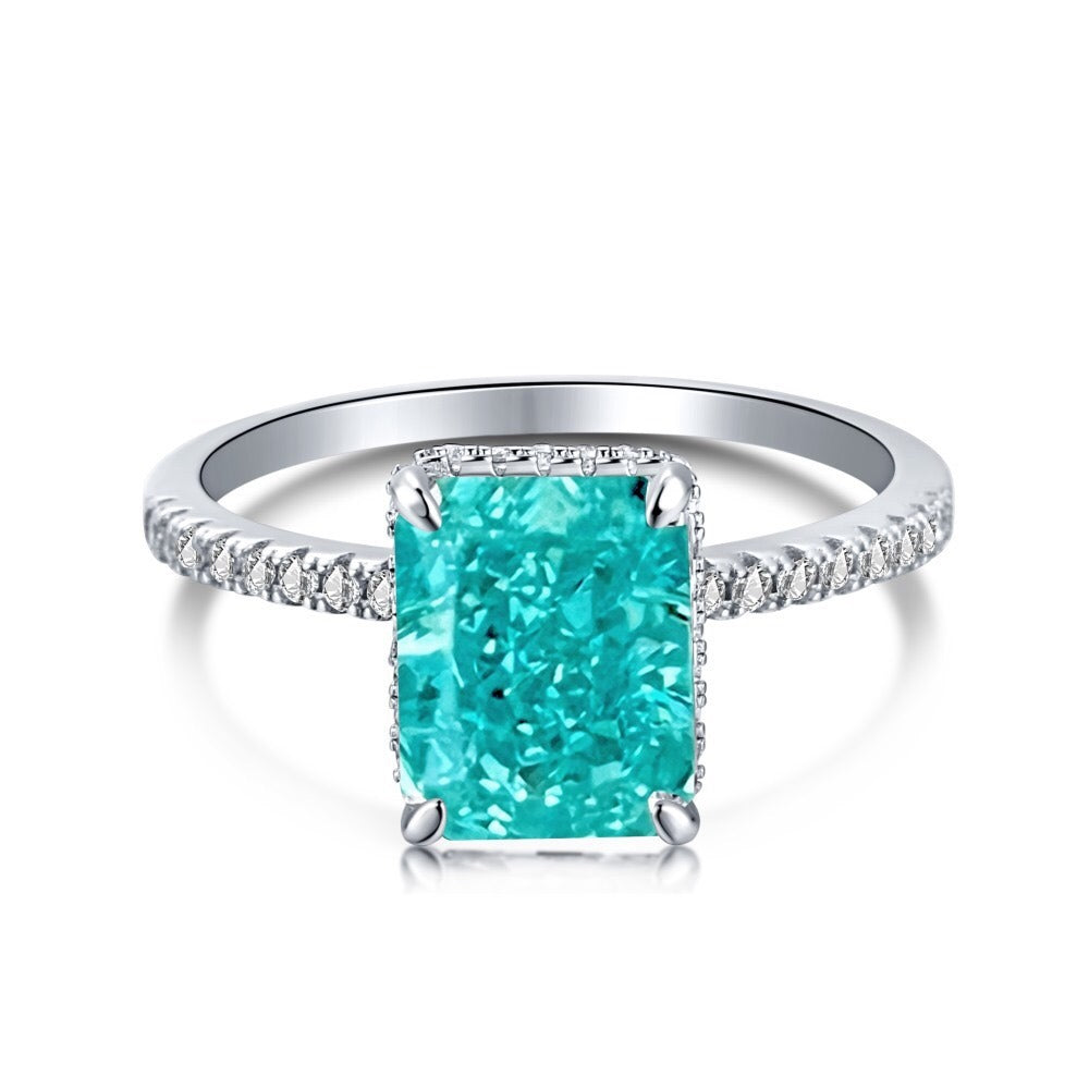 Zen Healing 925 Sterling Silver Colored Zircon Super Flash Wedding Ring