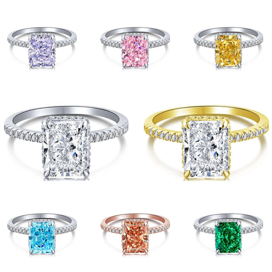 Zen Healing 925 Sterling Silver Colored Zircon Super Flash Wedding Ring