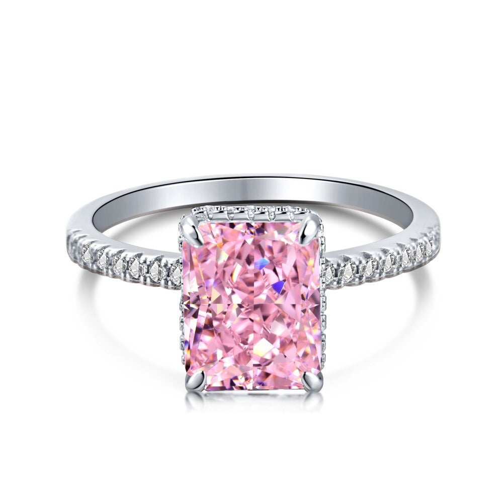 Zen Healing 925 Sterling Silver Colored Zircon Super Flash Wedding Ring